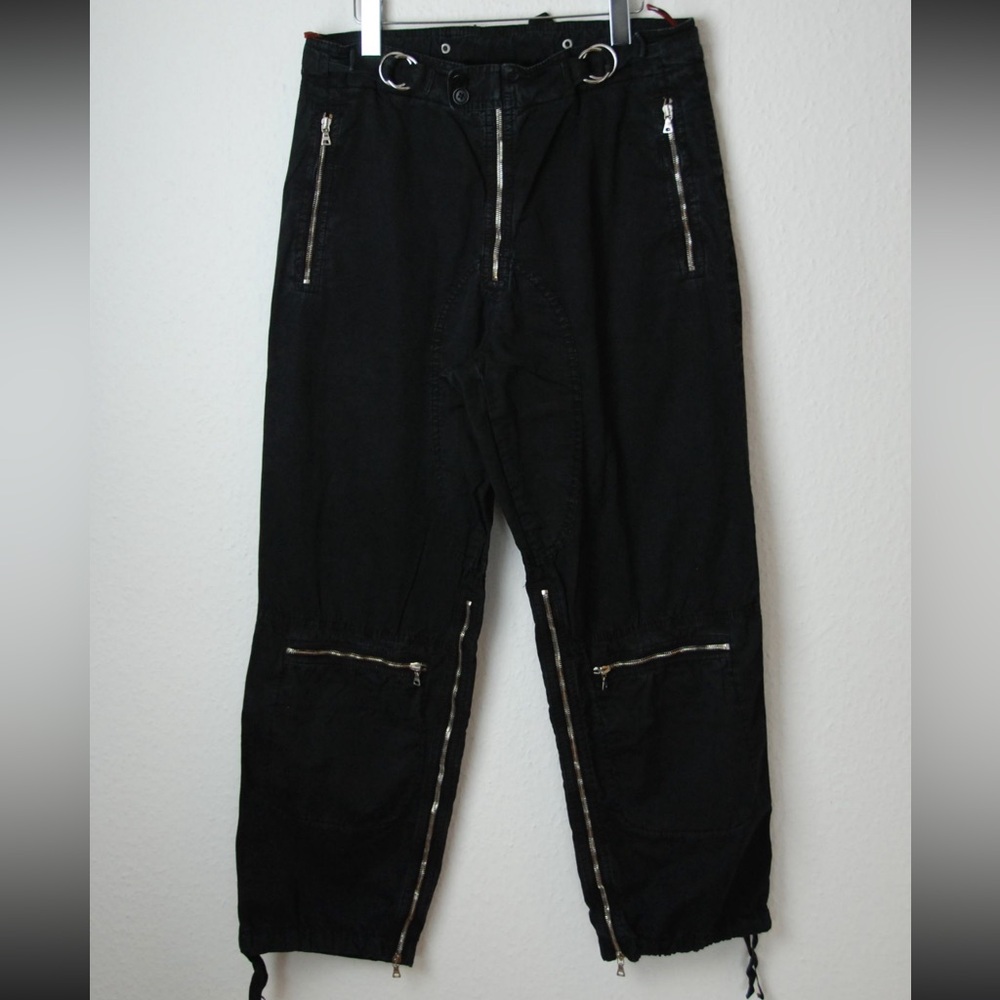 Prada Black Cargo Pants with Zipper Accents W34